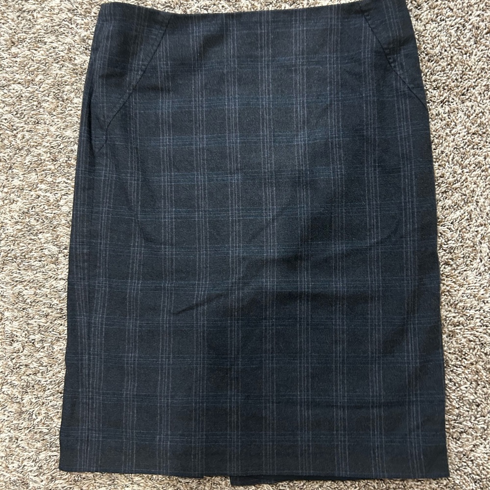 Saks Fifth Avenue Black Checkered Midi Skirt